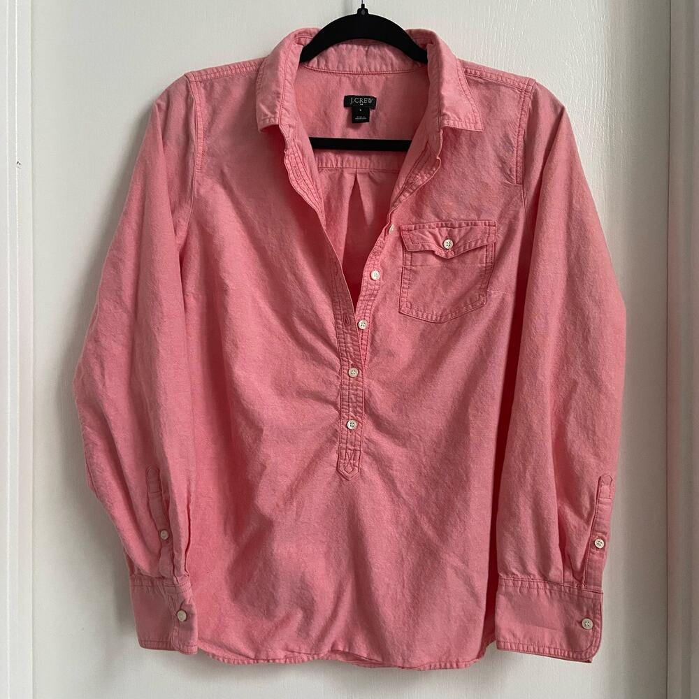 J. Crew Pink Quarter Button Up Small